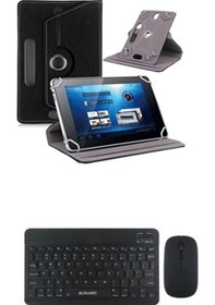Resim Acer Iconia M10 10.1" Kılıf Uyumlu Standlı Kablosuz Bluetooth Klavye Mouse Set Kılıf 