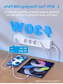 Resim markentegra Akıllı Çoklu Priz, 4 Güç + 2 USB + 2 Type-C 