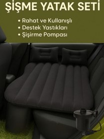 Resim ESENLİWE Araç İçi Şişme Yatak Universal Hatchback Sedan SUV Uyumlu Pompalı Kamp Yatağı Rahat Uyku Alanı 