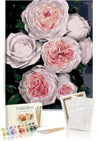 Resim Tabdiko Sayılarla Boyama Seti 40 x 50 cm Tuval Şasesine Gerili Beyaz Güller 