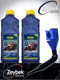 Resim PUTOLINE 2 ADET N-TECH PRO R+ TAM SENTETİK 4 ZAMANLI 5W40 MOTOSİKLET YAĞI + Yağ Dolum Aparatı 