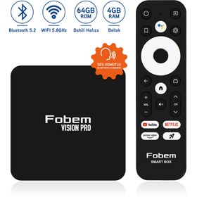 Resim FOBEM Vision PRO 6K Android TV Box Medya Oynatıcı - Sesli Komut Bluetooth Wi-Fi 4 GB Ram 64 GB Hafıza 