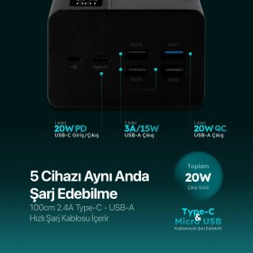 Resim Ttec Recharger Mega LCD 50.000 Mah Pd 20W Taşınabilir Hızlı Şarj Aleti / Powerbank 