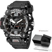 Resim Hanyang Siyah Beyaz Kutu Smael Elektronik Dijital Spor Izle Erkekler Için Çift Zaman Göstergeli Kronograf Kuvars Kol Saati, Otomatik Tarih Haftası Su Geçirmez 8072 (Yurt Dışından) 