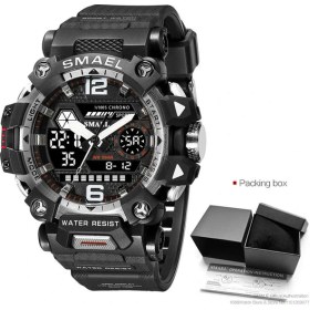 Resim Hanyang Siyah Beyaz Kutu Smael Elektronik Dijital Spor Izle Erkekler Için Çift Zaman Göstergeli Kronograf Kuvars Kol Saati, Otomatik Tarih Haftası Su Geçirmez 8072 (Yurt Dışından) 