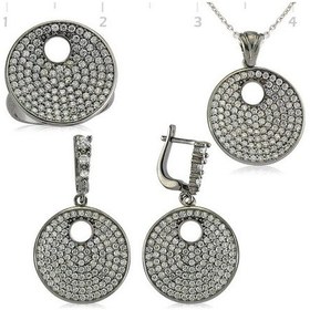 Resim Gümüş Zirkon Taşlı Yuvarlak Kadın Set (510776344) 