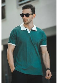 Resim Ht 945061 Slim Fit Likralı Kısa Patlı Apaç Yaka Erkek Tshirt 001 