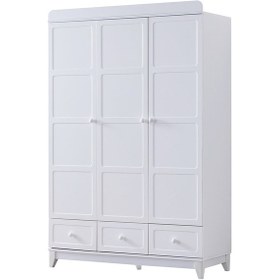 Resim Gardırop, Berlin 3 Kapaklı Çekmeceli Dolap - Beyaz 