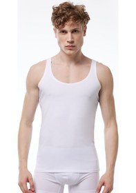 Resim Malabadi Erkek Beyaz Ince Askılı Iz Yapmayan Modal Atlet 013 Beyaz 