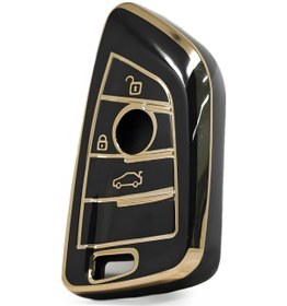 Resim Bmw F G Serisi Uyumlu Nano Smart Kumanda Kılıfı Oto Anahtarlık Siyah Gold 3 Tuş G10 G20 G30 X5 X6 