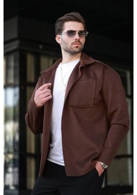 Resim Kahverengi Cepli Basic Erkek Polar Gömlek E6764 Kahverengi 