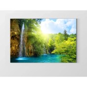 Resim Deniz Çerçeve Şelale Manzarası Berrak Su Tablosu-Çerçevesiz - 70X100 