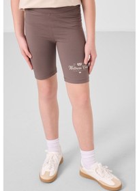 Resim Tommylife Bej-kahverengi Pamuklu O Yaka Standart Fit Baskılı Kız Çocuk Tayt Takım - 75190 Bej 