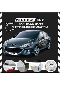 Resim Peugeot 407 Oto Araç Kapı Koruma Fitili 5metre Parlak Beyaz Renk 