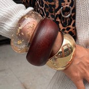 Resim 1 adet Zarif Retro Şık Tarz Bilezik Seti, Fransız Geometrik Moda Kadın Bilek Aksesuarları, Reçine, Günlük Kullanım, Partiler ve Banketler için, Boho Kalın, Tüm Sezonlar için 