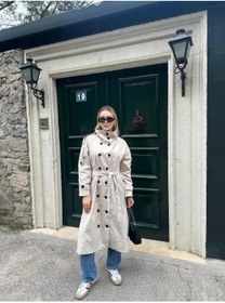 Resim Marbella Kadın Krem Full Düğmeli Dik Yaka Trençkot 