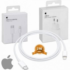 Resim Orjinal Apple iPhone 8 20W Hızlı Şarj Aleti Seti USB-C MHJE3TU-A + MQGJ2ZM/A (Kablo Dagil) 