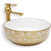 Resim EVA BANYO Lena Tezgah Üstü Lavabo Gold&beyaz E-8115 