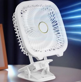 Resim The Wlue Şarjlı Taşınabilir Vantilatör Masaüstü LED Işıklı Fan 19x19cm 