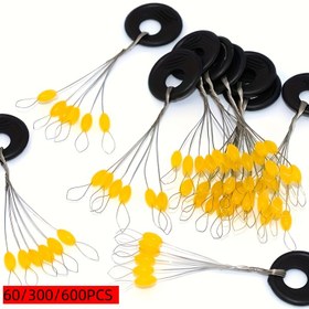 Resim 60/300/600 Adet Yumuşak Silikon Balıkçılık Şamandıra Durdurucu Ağırlıkları - Sarı Kapaklı, Siyah Kapsüllü, Küre Şeklinde Ağır Olmayan Ağırlıklar, Bobberler, İpler ve Kanca İçin Dayanıklı Tasarım, Tatlısu & Tuzlu Su Balıkçılığı 