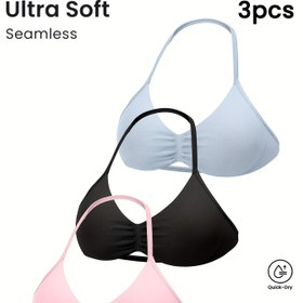 Resim 3 adet Kadın Halter Yaka Sütyen Seti, Push-Up, Rahat ve Nefes Alabilir 