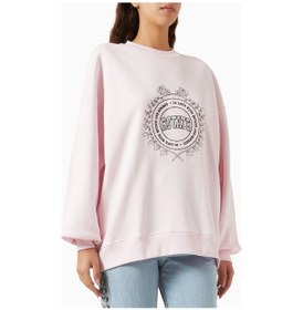Resim Rotate Birger Christensen Heavy Organik Kot Pembe, Oversize Baskılı Kadın Sweatshirt Açık Pembe 