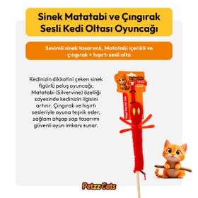 Resim PetzzCats Sinek Matatabi ve Çıngırak Sesli Kedi Oltası Oyuncağı Kırmızı 42 Cm 