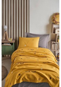 Resim Baskılı Pike Takımı Tek Kişilik Dide Sarı Sarı 