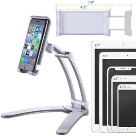 Resim 2’si 1 Arada Tablet ve Telefon Standı - Masaüstü ve Duvar Montajlı, Ayarlanabilir Çok Fonksiyonlu Tutucu TŞS01 (Gümüş) 