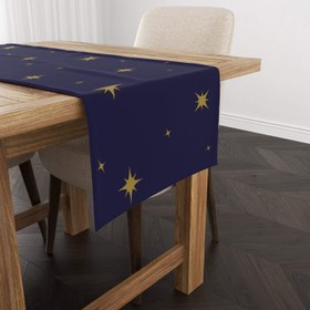 Resim Yıldızlı Lacivert Runner Örtü 