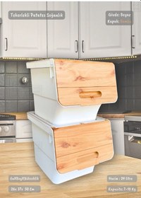 Resim 2 Li Bambu-beyaz Tekerlekli Patateslik Soğanlık Oyuncak Kutusu Patates Soğan Sepeti 24 Lt Bambu-beyaz 