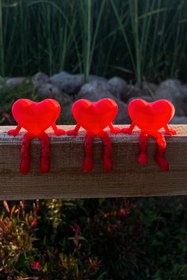 Resim MİLSO 3'lü Set Kırmızı Hareketli Ayaklı Kalp Figürü 