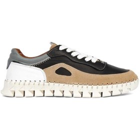 Resim Celal Gültekin Kadın Siyah Bağcıklı Kalın Tabanlı Vizon Süet Deri Sneaker 