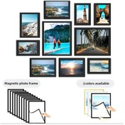 Resim Willowhaven 10 Adet Manyetik Fotoğraf Çerçevesi - 2 A3 2 A4 2 A5 4 A6 Gümüş Renk Minimalist Duvar Dekoru 