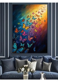 Resim Ahşap Tablo Kırmızı Ve Turuncu Yapraklı Ağaç 