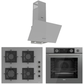 Resim Ferre Fryart&steamart Sc Serisi Kaymaz Döküm Izgara Gri 3'lü Ankastre Set ( Xe64cpr-sc208-d088 ) 