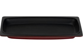 Resim Lava Döküm Dikdörtgen Servis Tabağı Ölçü 30x15cm. Bordo 