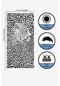 Resim BLACK LEOPARD Dijital Baskılı 75x150 Cm Plaj Havlusu Siyah 
