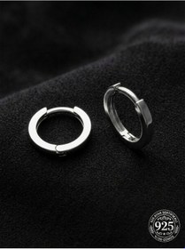 Resim 925 Ayar Gümüş Rodyum Kaplama Yuvarlak Unisex Halka Küpe - Çift 2x12mm 
