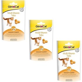 Resim Gimcat Multi-Vitamin Tabs Kedi Ödül Tableti 3 x 40 G 