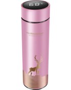 Resim Monyee 500ml Güneş Gümüşü Akıllı Su Sıcaklığı Ölçer Termos Bardak - Dokunmatik Led Ekranlı, Damlacık Sağlam, Deer Desenli, Paslanmaz Çelik İç/ Dış, Taşınabilir GÜMÜŞ 