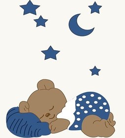 Resim Mavi Uyuyan Ayıcık Oyun Halısı Dekhera C6007-2 - 80X300 / Dot Taban 