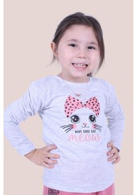 Resim Kız Çocuk Baskılı Sweatshirt Gri 