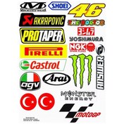 Resim Motosiklet Etiket Sticker Seti Model 1 A4 Boy 