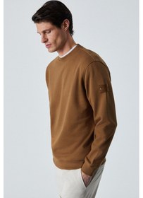 Resim Grimelange OLLIE Erkek Bisiklet Yaka Regular Uzun Kollu Nakış Detaylı Koyu Kahverengi Sweatshirt 