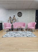 Resim ZAFİR Papatya Çay Seti Koltuk Takımı Beyaz Boyalı Sivriltme Ayak, Balkon, Salon, Ofis, Cafe Koltuk Takımı 