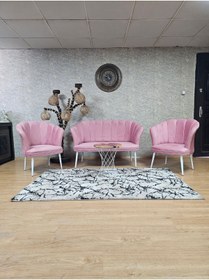 Resim ZAFİR Papatya Çay Seti Koltuk Takımı Beyaz Boyalı Sivriltme Ayak, Balkon, Salon, Ofis, Cafe Koltuk Takımı 