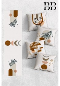 Resim Belle Benoit Baskılı Runner & Koltuk Kırlent Kılıfı Set Desen43 