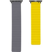 Resim Mobilteam Watch Ultra 49mm Kordon Uyumlu Krd-52 Strap Kayış Clo- Gri-sarı 
