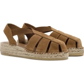 Resim Derimod Kadın Taba Süet Deri Espadril Sandalet 26SFD205510 